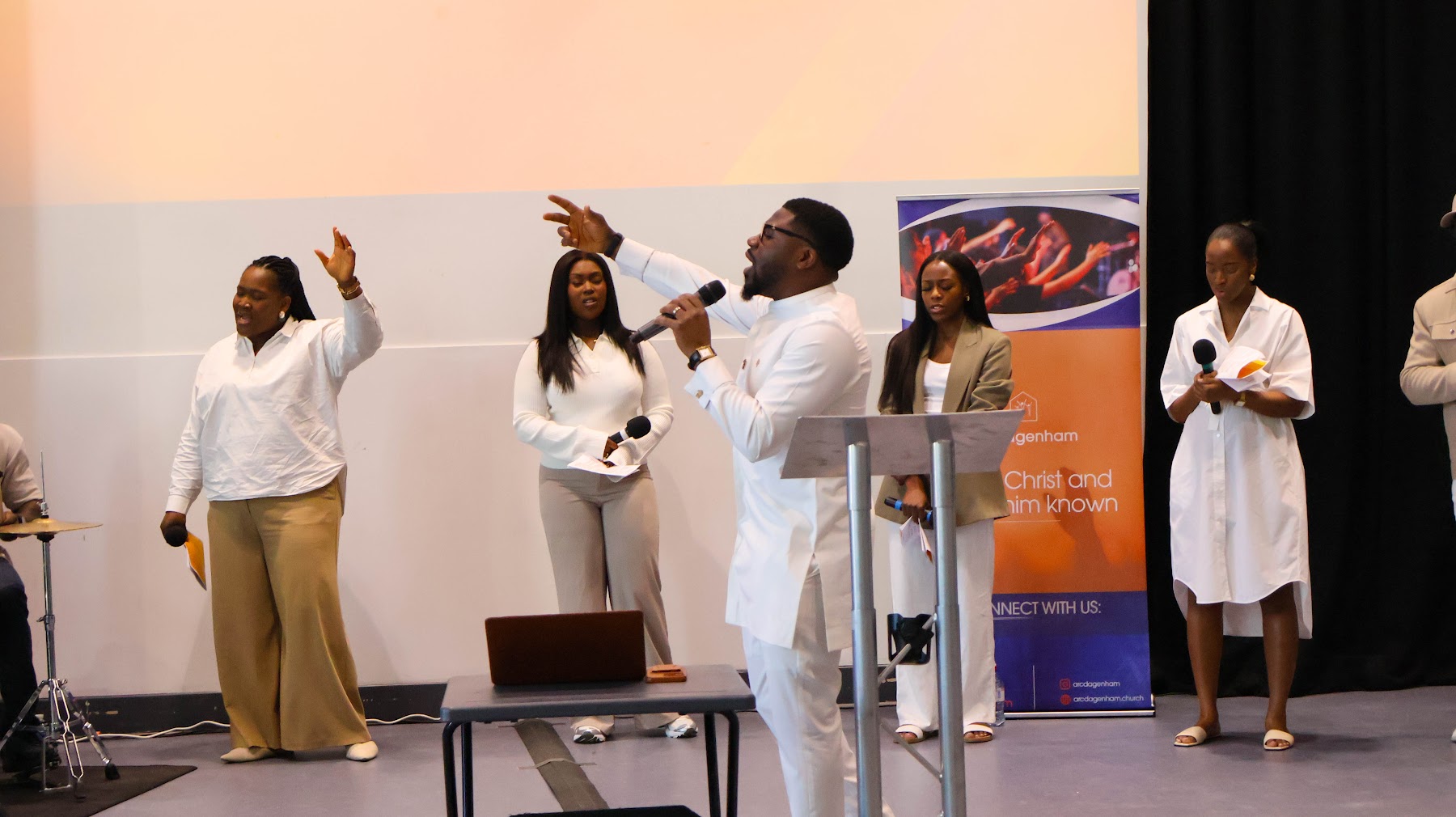 A Sunday service with the congregation gathered